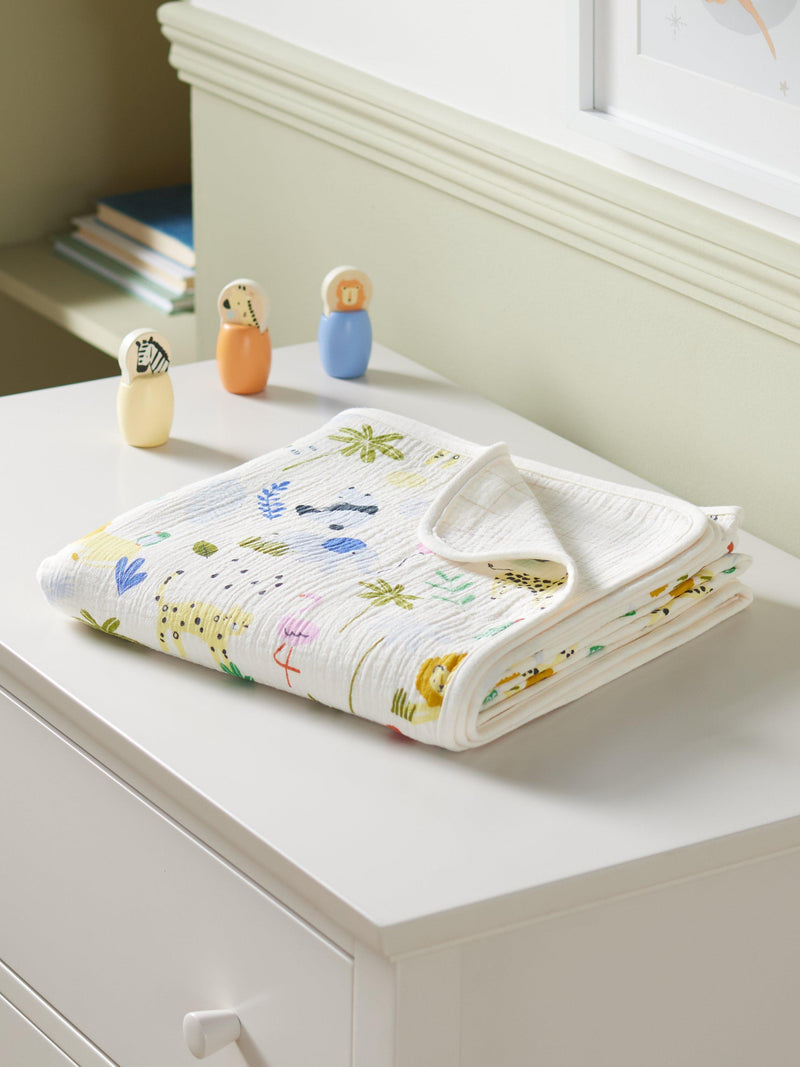 John Lewis muslin blanket Eden Safari Multi 120x120cm, imported from the UK