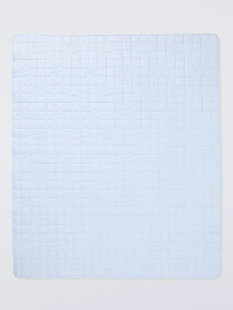 John Lewis quilted elephant blanket blue 100x120cm, imported from the UK