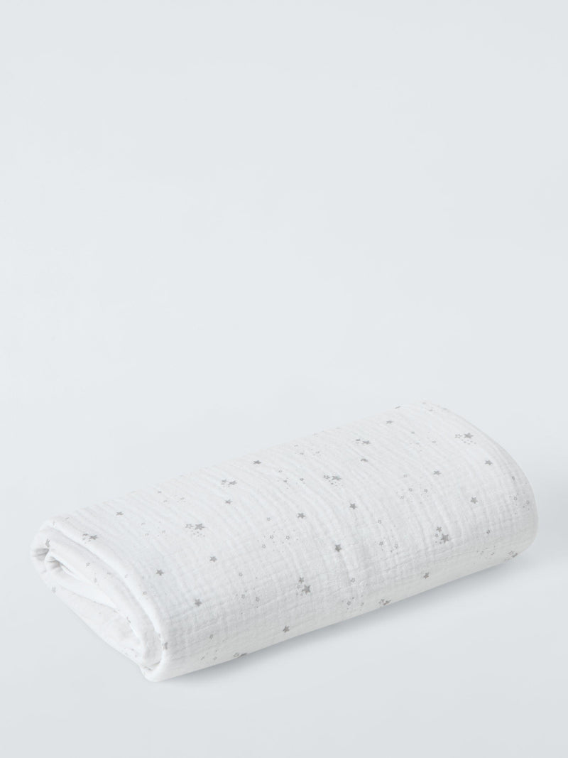 John Lewis cotton muslin blanket with star print 80x100cm, imported from the UK