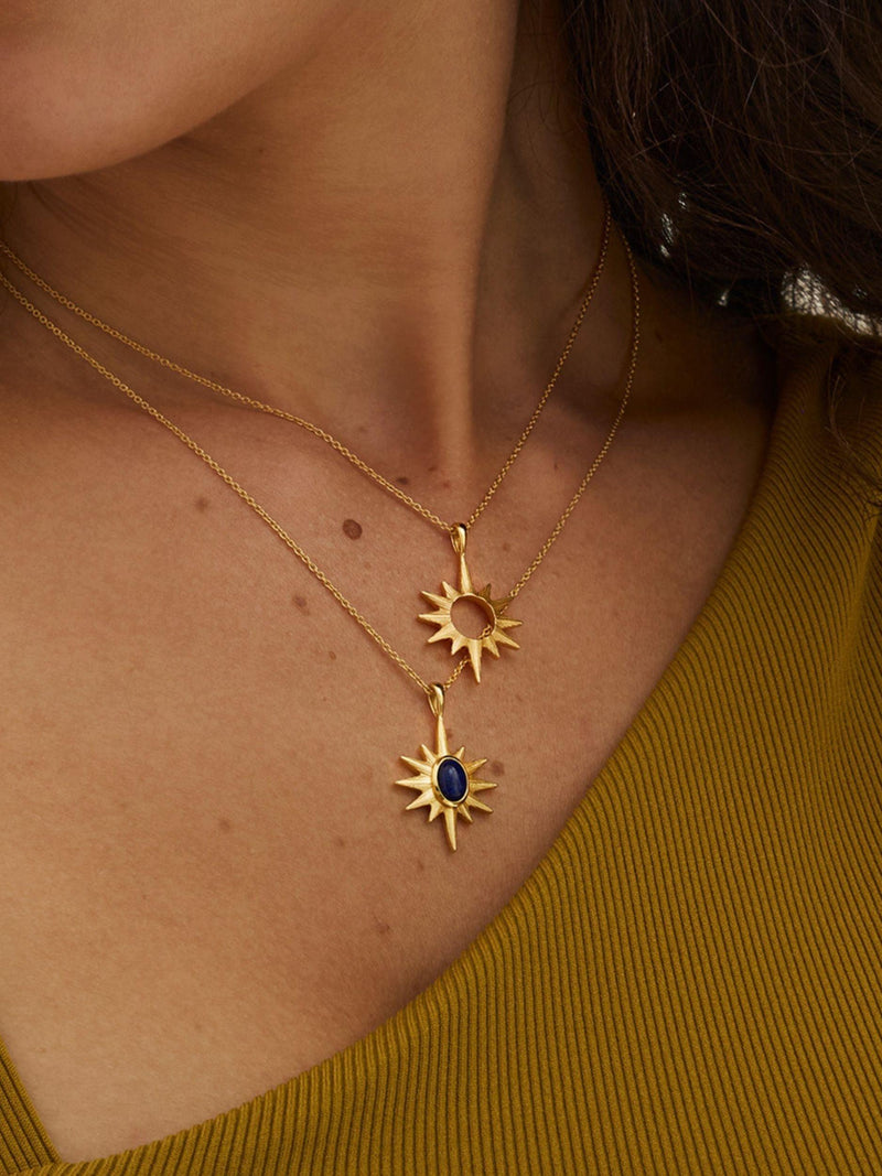 Ottoman Hands Lapis Star pendant gold plated brass UK brand