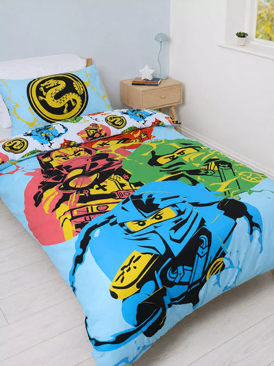 John Lewis LEGO Ninjago Reversible Duvet Cover & Pillowcase Set, Single Bedding- Buy online at McGrocer