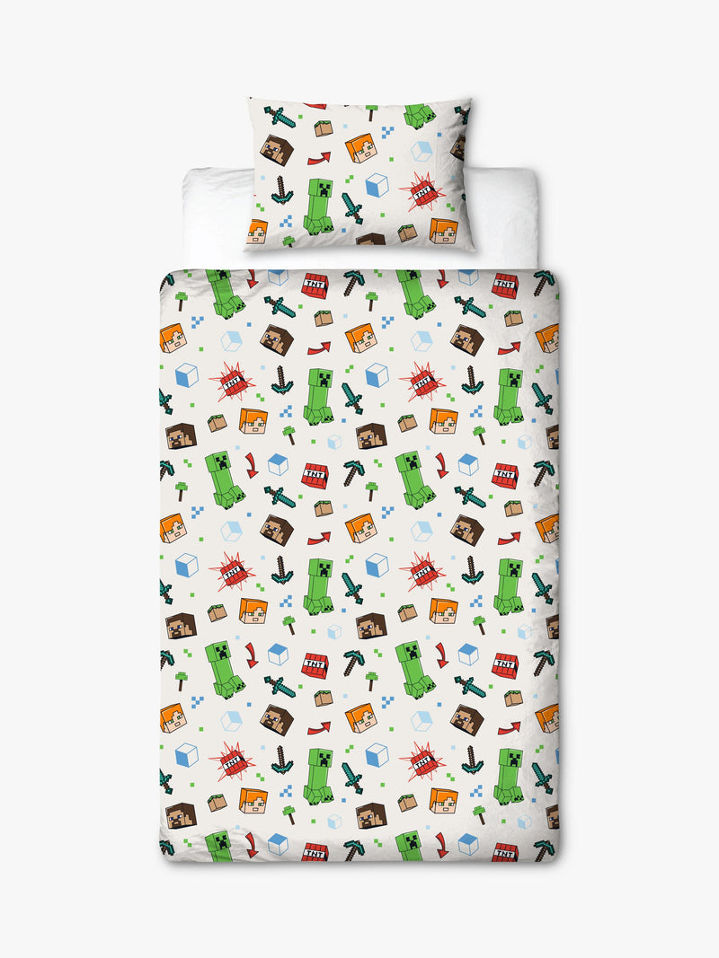 Minecraft reversible duvet cover set single, UK version