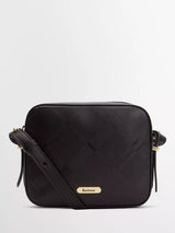 John Lewis Barbour Daphne Leather Crossbody Bag, Black/Deboss Tartan- Buy online at McGrocer