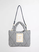 John Lewis Barbour Riah Gingham Quilted Mini Tote Bag Navy White- Buy online at McGrocer