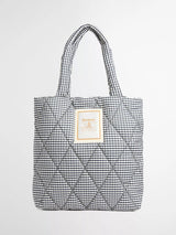 John Lewis Barbour Riah Gingham Quilted Tote Bag, Navy/White- Buy online at McGrocer
