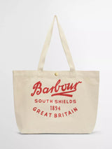 John Lewis Barbour Varsity Logo Tote Bag, Red, 49x35x12cm- Buy online at McGrocer