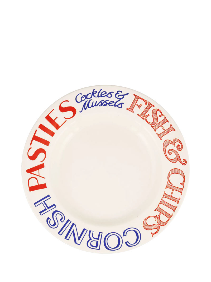 Emma Bridgewater Red & Blue Toast British Beaches dinner plate 27cm (British brand)