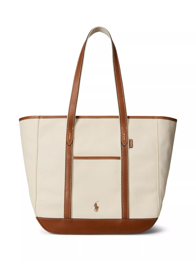 Polo Ralph Lauren medium shopper tote leather and canvas - British product