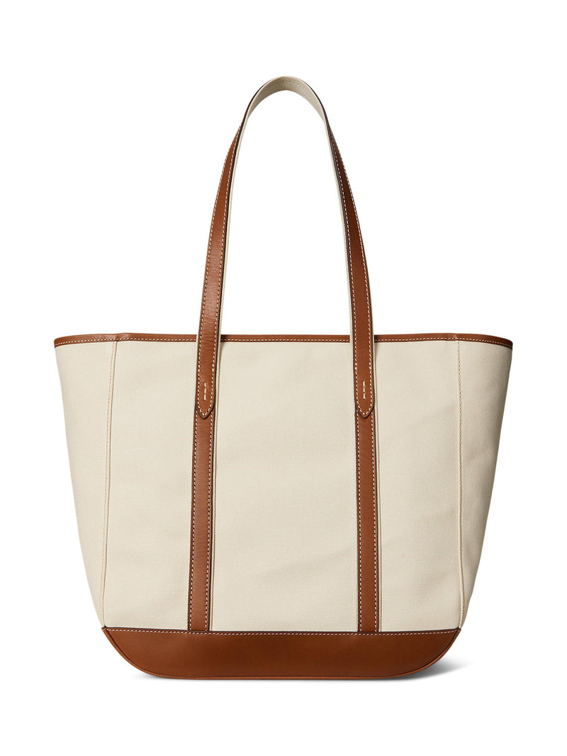 Polo Ralph Lauren medium shopper tote leather and canvas - British product