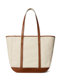Polo Ralph Lauren medium shopper tote leather and canvas - British product