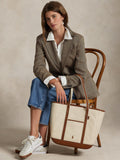 Polo Ralph Lauren medium shopper tote leather and canvas - British product