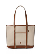 John Lewis Ralph Lauren Cotton Canvas Small Shopper Tote Bag, Ecru/Cuoio- Buy online at McGrocer