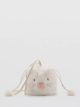 John Lewis Mango Kids' Zurib Faux Fur Drawstring Cat Bag, Light Beige- Buy online at McGrocer
