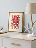 Brookpace Lascelles red octopus framed canvas print 38x31cm (British brand)