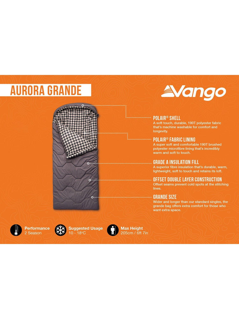Vango Aurora Grande single sleeping bag Excalibur, imported from the UK