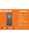 Vango Aurora Grande single sleeping bag Excalibur, imported from the UK