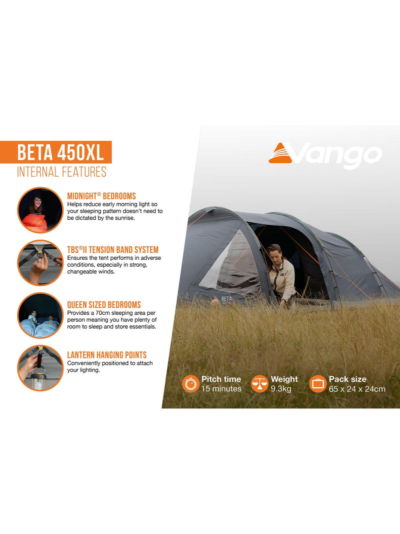 Vango Beta 450XL tunnel tent 3-person deep blue - British product