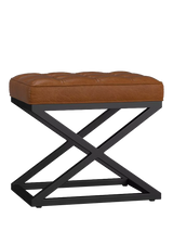 John Lewis Pottery Barn Kirkham Tufted Leather Stool, Light Brown- Buy online at McGrocer