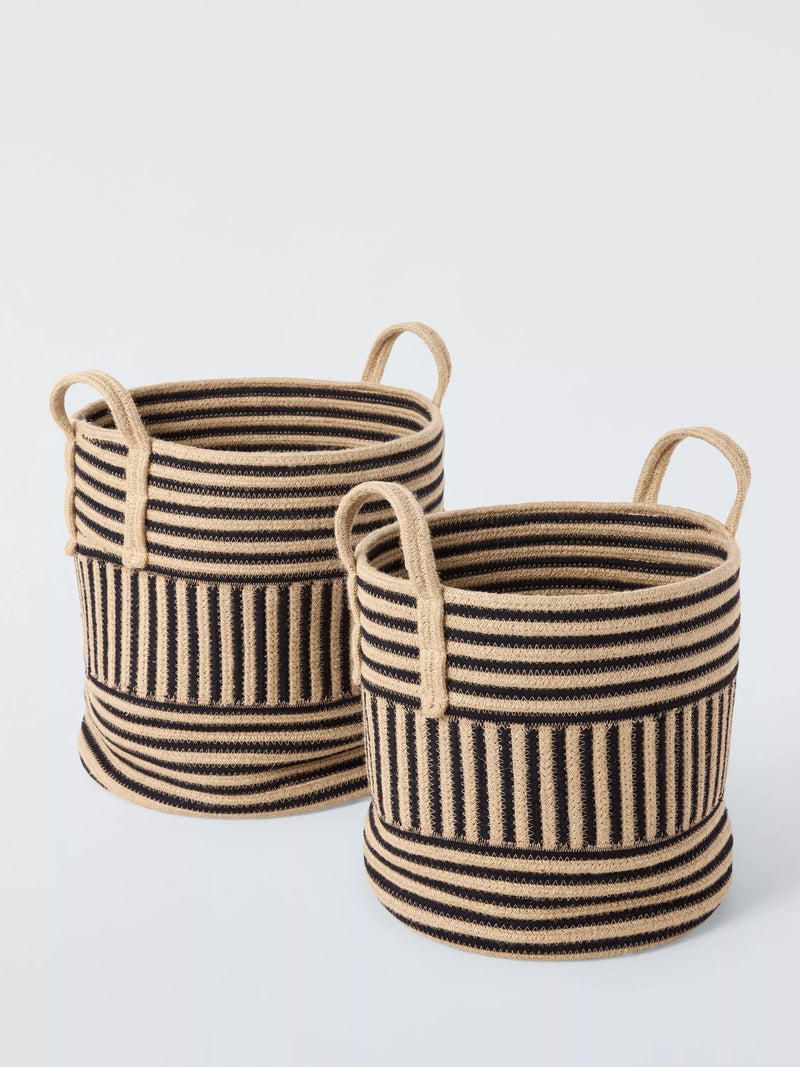 John Lewis jute and cotton storage baskets set of 2, British product
