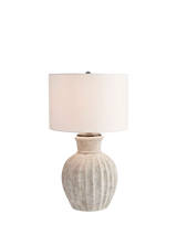 John Lewis Pottery Barn Anders Large Fluted Terracotta Table Lamp, White- Buy online at McGrocer