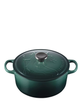 John Lewis Le Creuset Cast Iron Wicked Elphaba Embossed Round Casserole, 24cm- Buy online at McGrocer