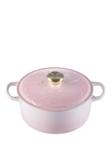 John Lewis Le Creuset Cast Iron Wicked Glinda Embossed Round Casserole, Shell Pink, 24cm- Buy online at McGrocer