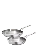 John Lewis OXO Mira Stainless Steel Uncoated Frying Pan Set, 2 Piece (20cm & 26cm)- Buy online at McGrocer