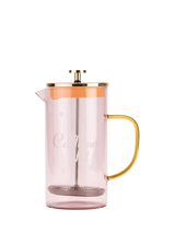 John Lewis Yvonne Ellen Caffeine Hit Glass Cafetiere Pink/Gold 8 Cup- Buy online at McGrocer