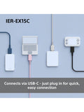Sony IER-EX15C USB-C earbuds black lightweight, imported from the UK