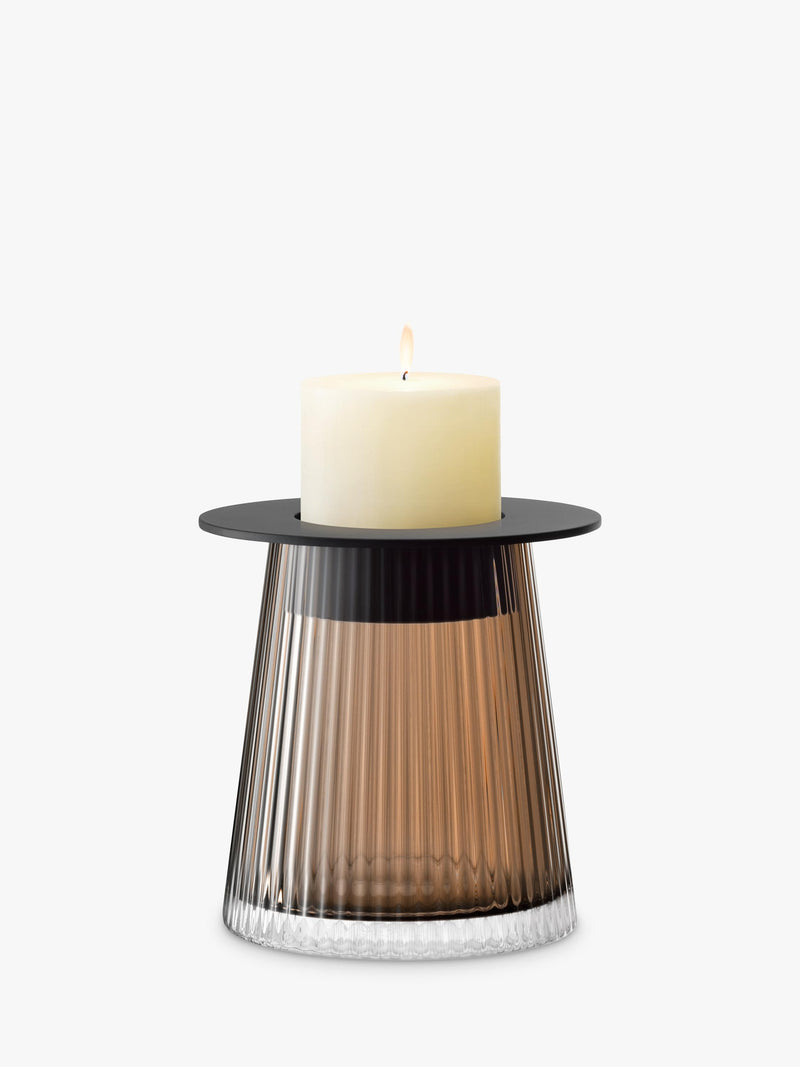 LSA Beacon ribbed glass candle holder vase H14cm, imported from the UK