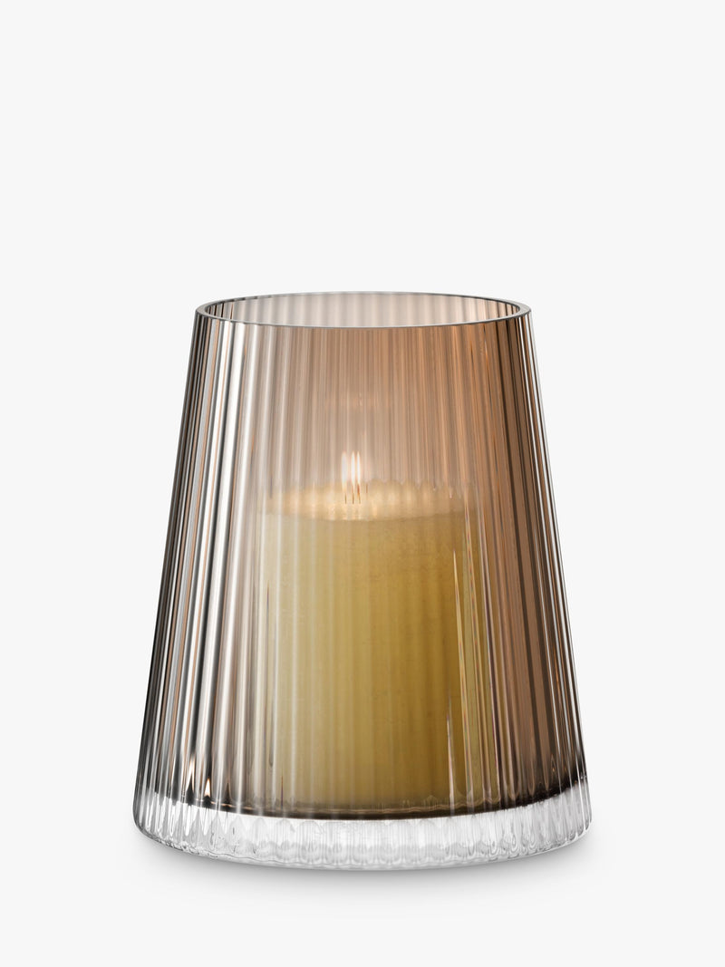 LSA Beacon ribbed glass candle holder vase H14cm, imported from the UK