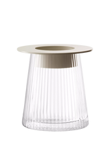 John Lewis LSA International Beacon Ribbed Glass Candle Holder and Vase, Clear/Concrete Grey, H14cm- Buy online at McGrocer