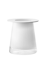 John Lewis LSA International Beacon Ribbed Glass Candle Holder and Vase 14cm White/Chalk White- Buy online at McGrocer