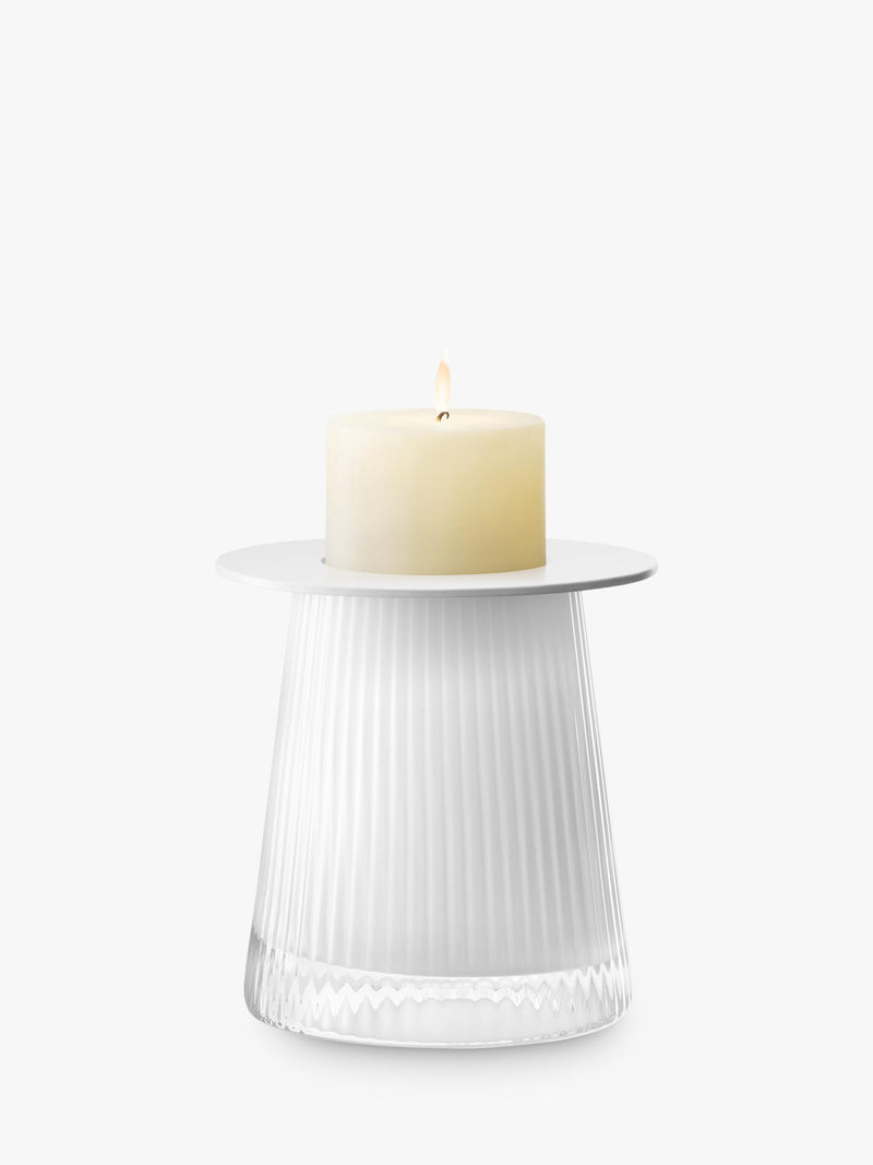 LSA International Beacon ribbed glass candle holder vase H14cm, UK version