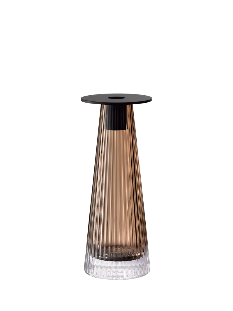 LSA International Beacon ribbed candle holder vase H22cm, UK version
