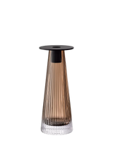 John Lewis LSA International Beacon Ribbed Glass Candle Holder/Vase, Taupe/Jet Black, H22cm- Buy online at McGrocer