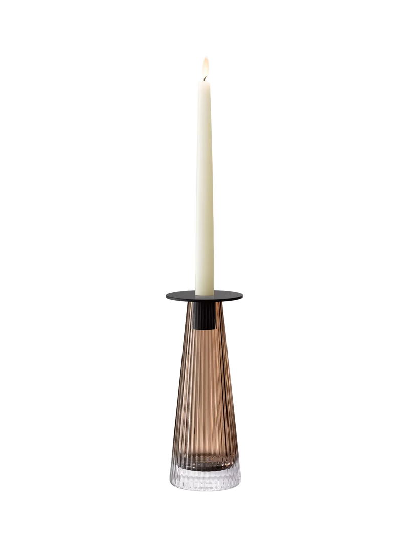 LSA International Beacon ribbed candle holder vase H22cm, UK version