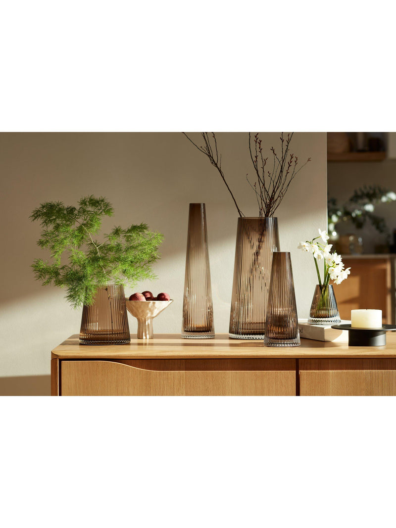LSA International Beacon ribbed candle holder vase H22cm, UK version