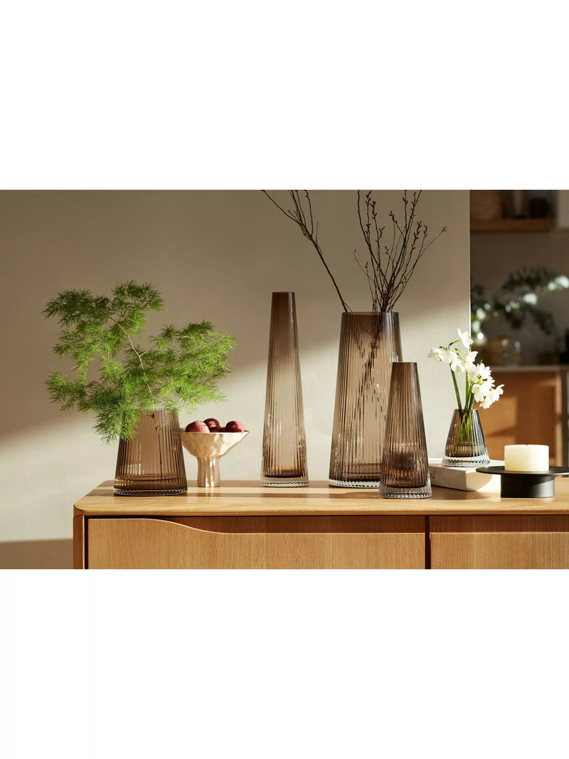 LSA International Beacon ribbed candle holder vase H22cm, UK version