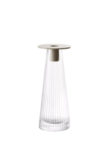 John Lewis LSA International Beacon Ribbed Glass Candle Holder/Vase, Clear/Concrete Grey, H22cm- Buy online at McGrocer