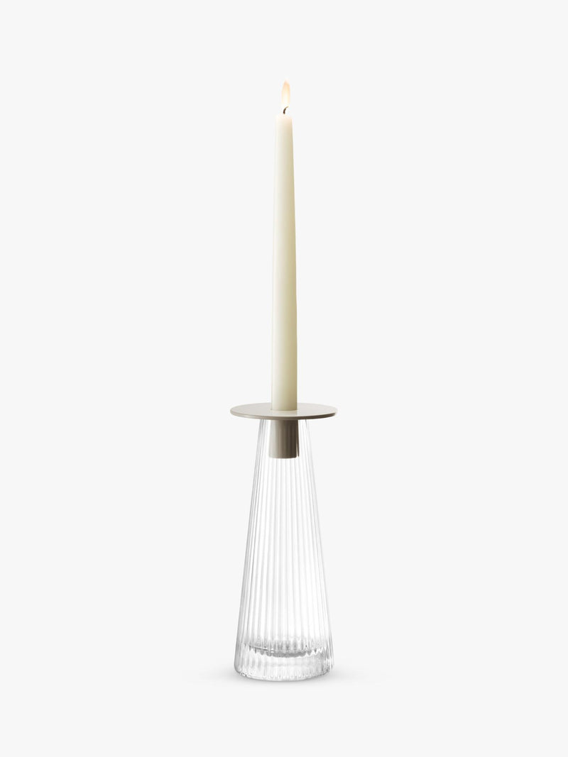 LSA International Beacon ribbed glass candle holder 22cm British product