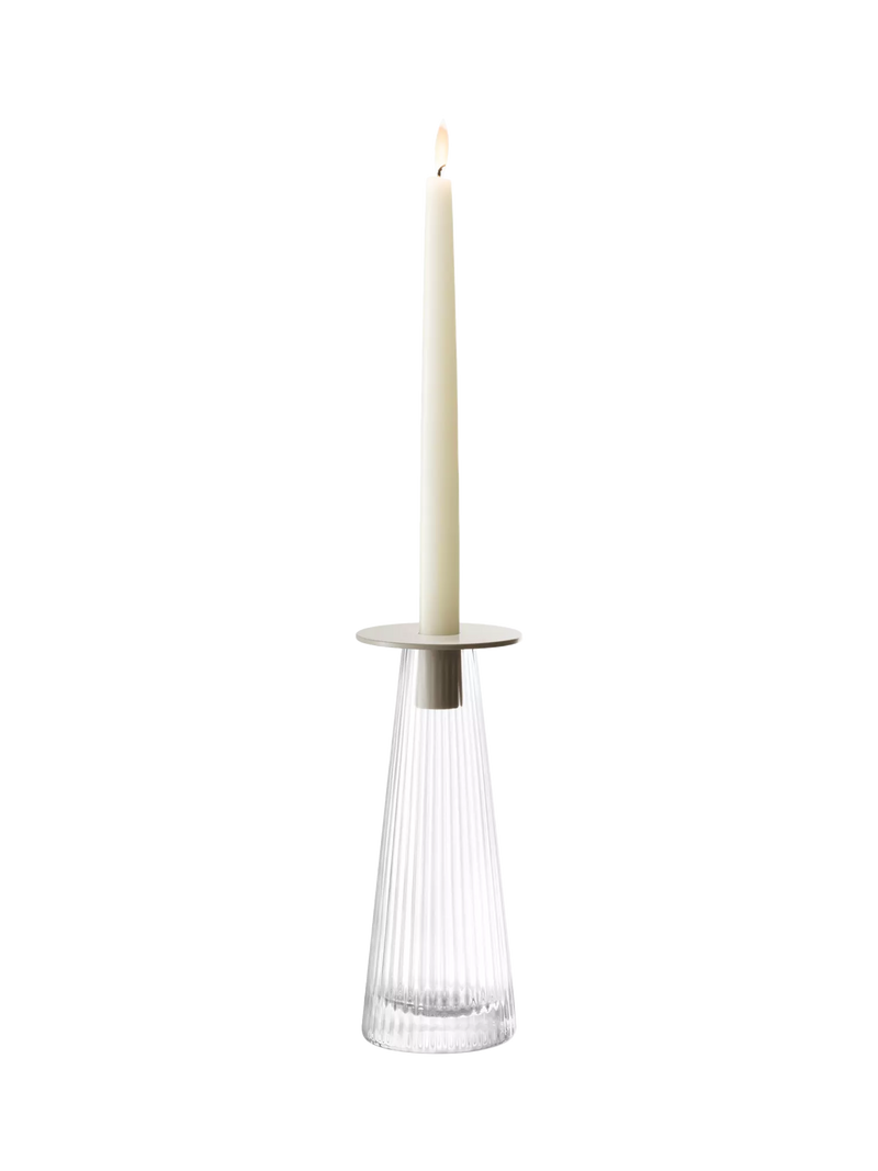 LSA International Beacon ribbed glass candle holder 22cm British product