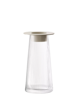 John Lewis LSA International Beacon Ribbed Glass Candle Holder Vase, Clear/Concrete Grey, H30cm- Buy online at McGrocer