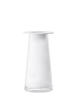 John Lewis LSA International Beacon Ribbed Glass Candle Holder and Vase, White/Chalk White, 30cm- Buy online at McGrocer