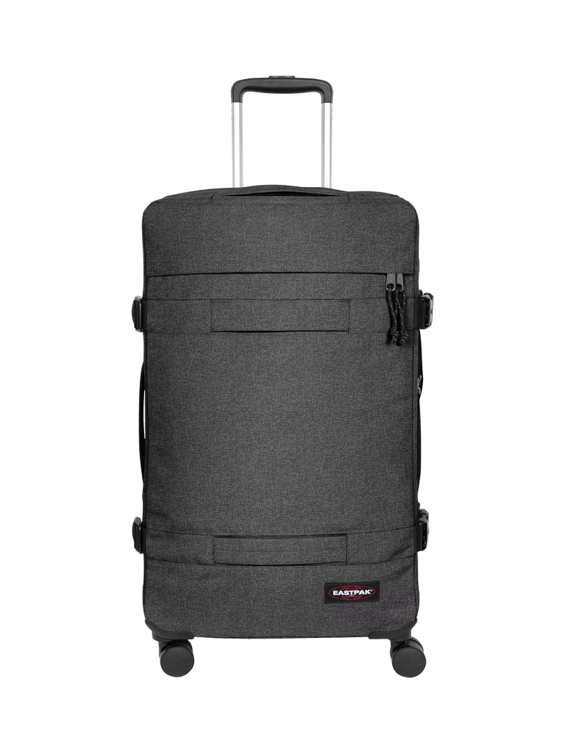 Eastpak Transit'r large 4-wheel suitcase in black denim, UK version