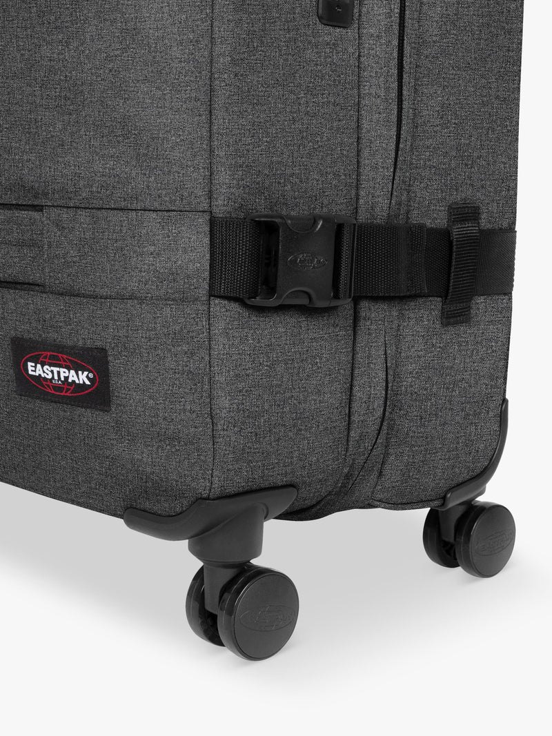 Eastpak Transit'r large 4-wheel suitcase in black denim, UK version
