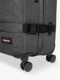 Eastpak Transit'r large 4-wheel suitcase in black denim, UK version