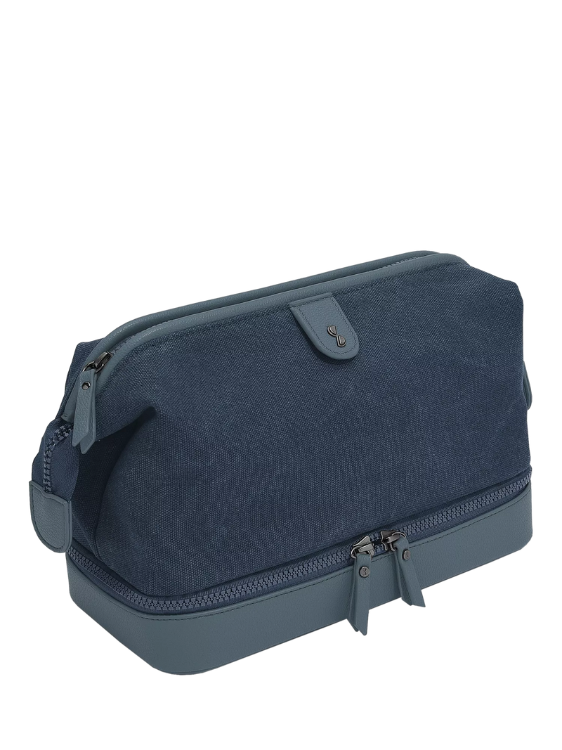 Stackers blue canvas wash bag, UK version