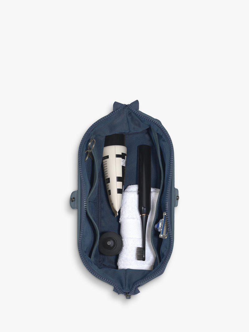 Stackers blue canvas wash bag, UK version