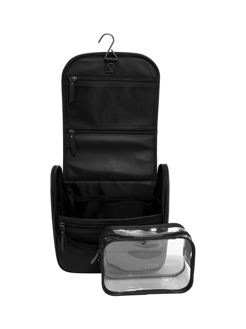Stackers fluted large hanging wash bag black, British brand